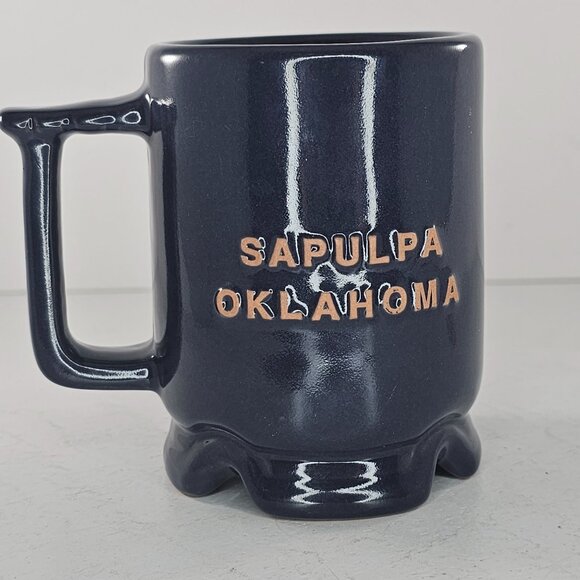 Vintage Frankoma Rotary International Mug Sapulpa Oklahoma Navy Blue Cup - Picture 8 of 9